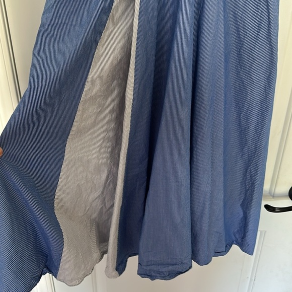Zara Poplin Pinstripe Blue Midi Dress Pockets Sz M - Picture 9 of 14